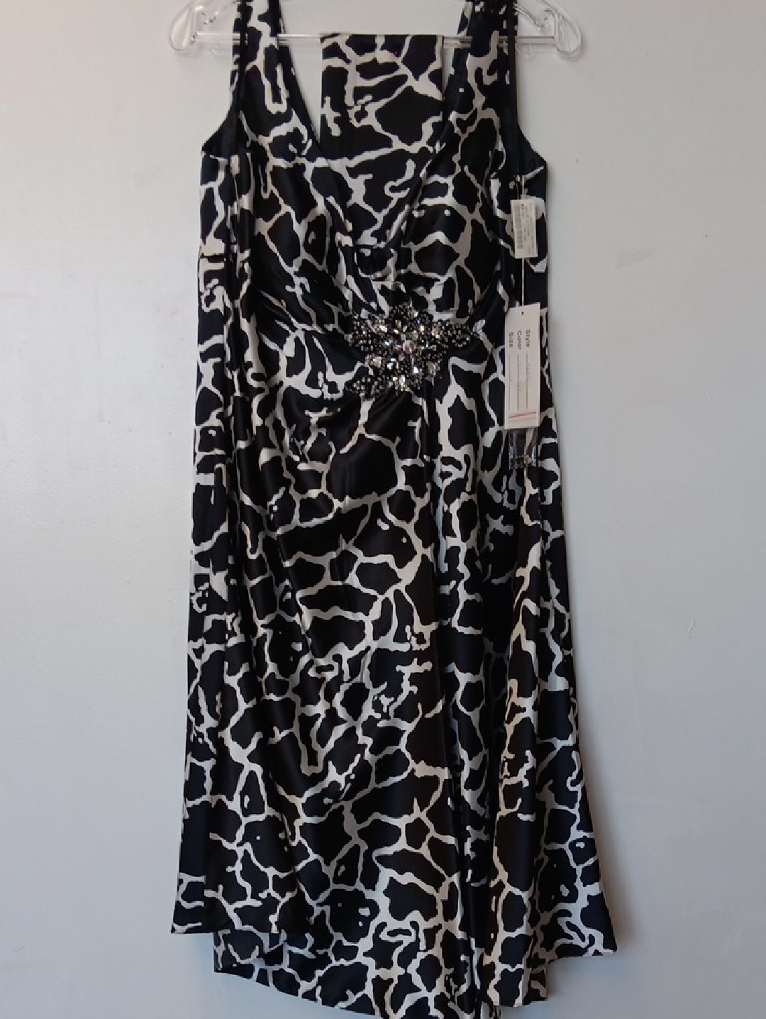 Vintage Black And White Animal-Print Embellished Women’s Dress